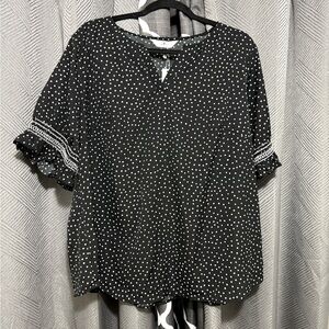 Black Polka Dot Women's Top